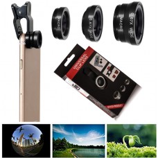 Universal 3 in 1 Clip on Mobile Phone Camera Lens Kit Wide Angle Fish Eye Macro Universal 3 in 1 Clip on Mobile Phone Camera Lens Kit Wide Angle Fish Eye Macro